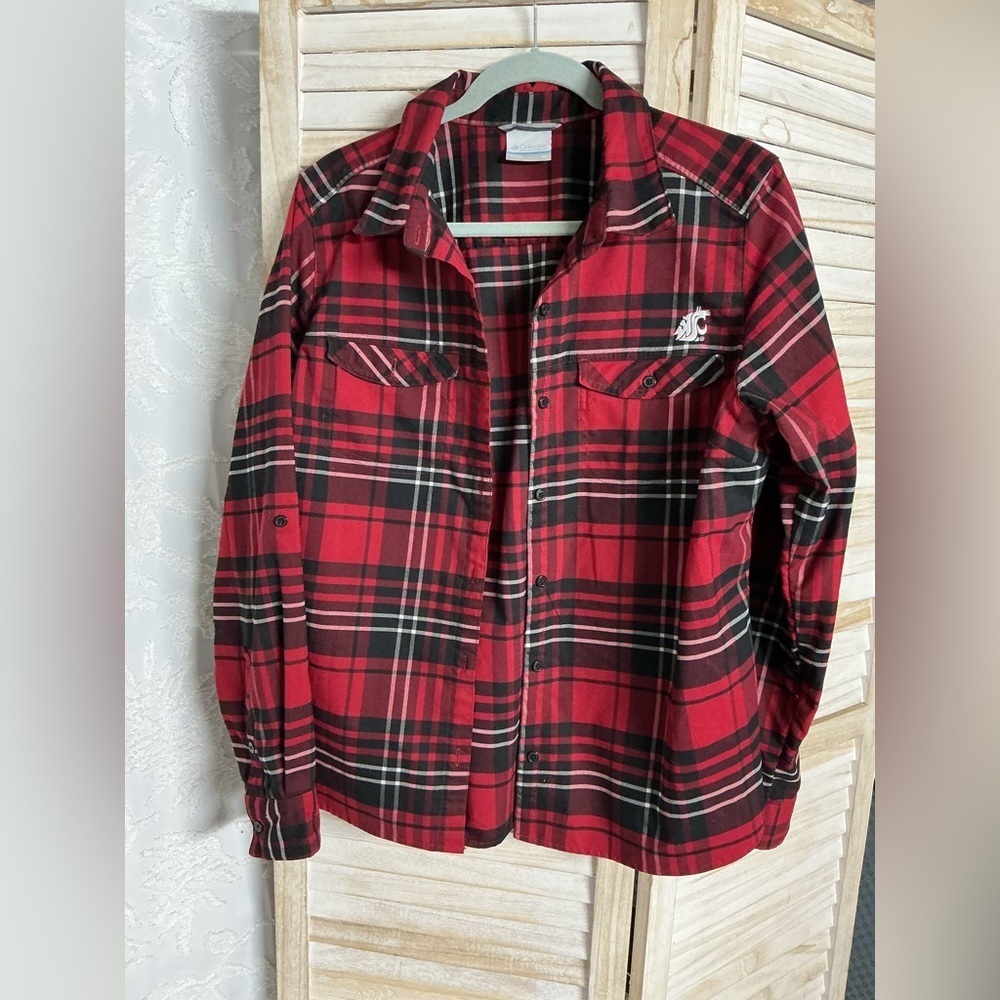 Columbia cougars Red and Black Plaid Shirt